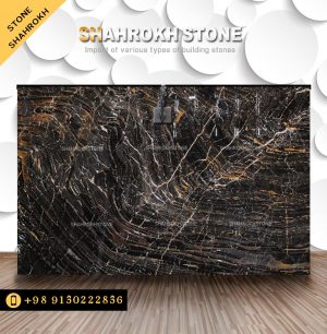 سنگ خارجی مشکی با خطوط طلایی یورو گلد Euro Gold slab