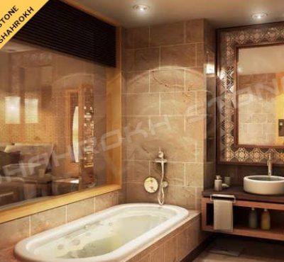 WC bath سرویس بهداشتی حمام نما حمام سنگی نما سنگ کار شده در سرویس حمام 299