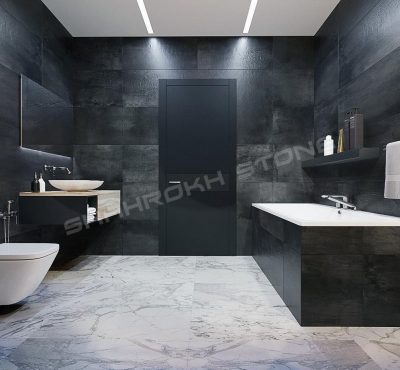 WC bath سرویس بهداشتی حمام نما حمام سنگی نما سنگ کار شده در سرویس حمام 6